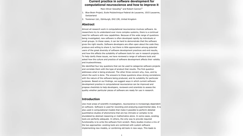 Current practice in software development for computational neuroscience   and how to improve it