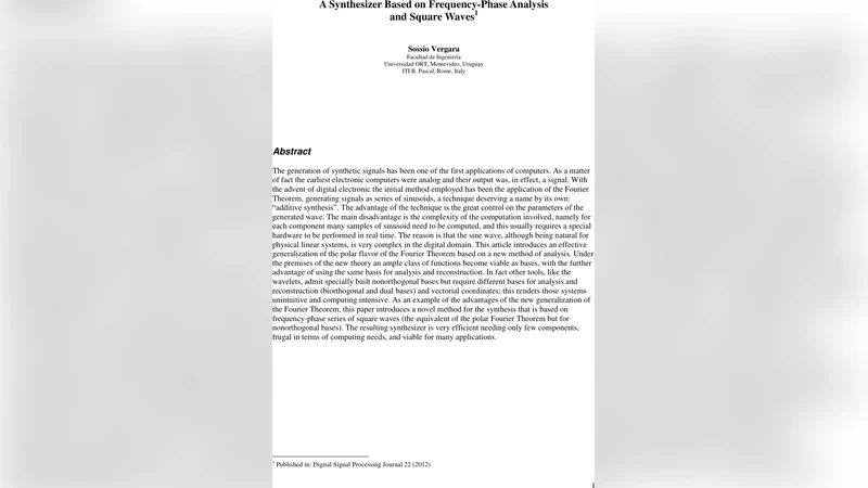 A Synthesizer Based on Frequency-Phase Analysis and Square Waves