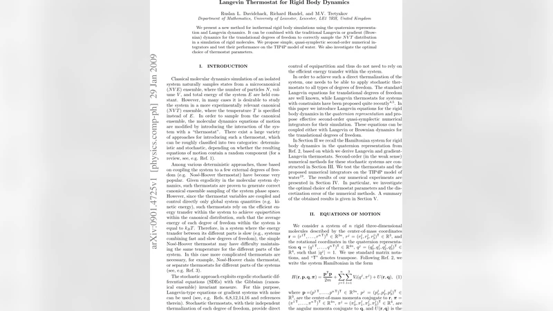Langevin Thermostat for Rigid Body Dynamics
