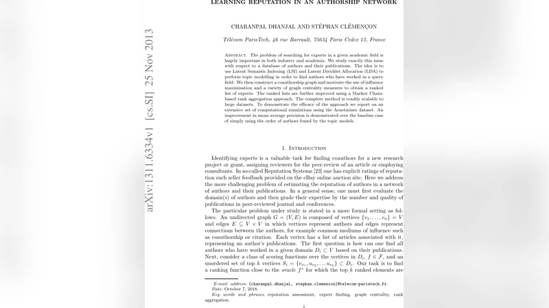 Learning Reputation in an Authorship Network