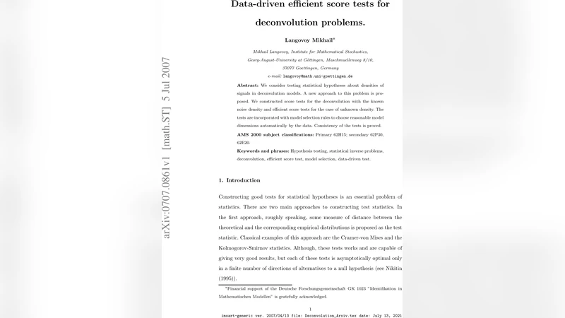 Data-driven efficient score tests for deconvolution problems
