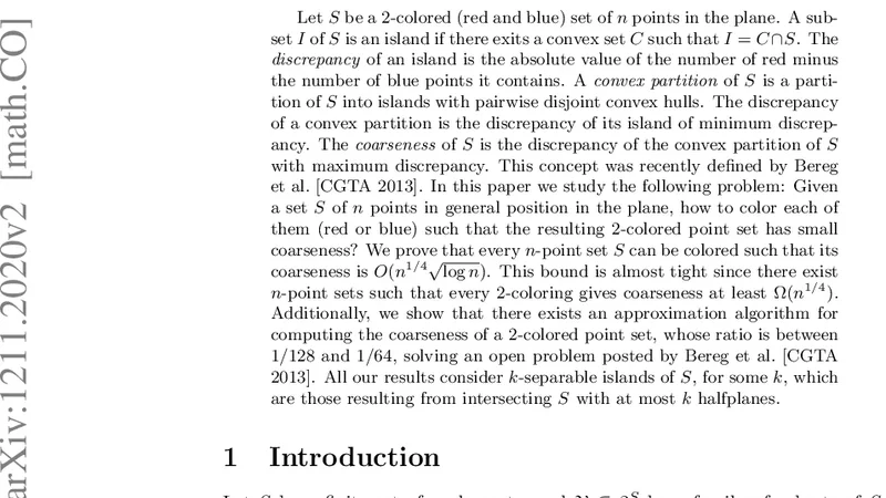 New results on the coarseness of bicolored point sets