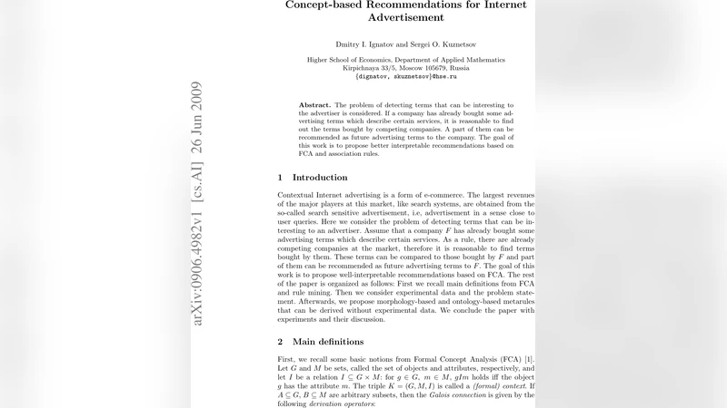 Concept-based Recommendations for Internet Advertisement