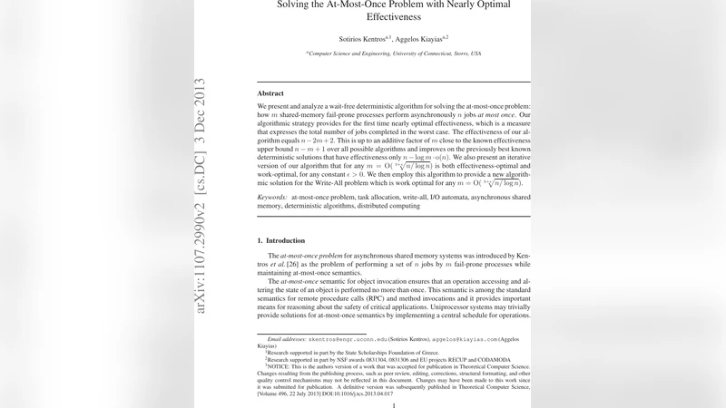 Solving the At-Most-Once Problem with Nearly Optimal Effectiveness