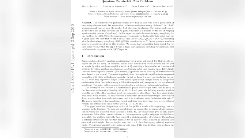 Quantum Counterfeit Coin Problems