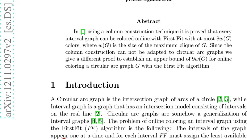 A Note on Circular Arc Online Coloring using First Fit