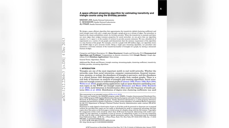 A space efficient streaming algorithm for triangle counting using the   birthday paradox
