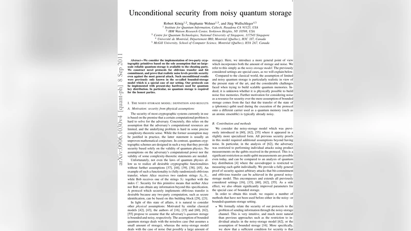 Unconditional security from noisy quantum storage