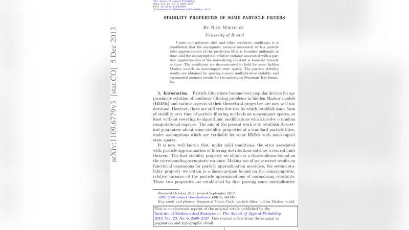 Stability properties of some particle filters