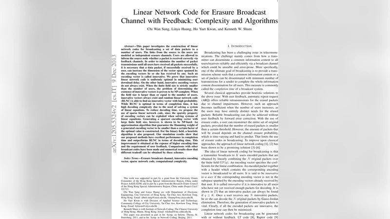 Linear Network Code for Erasure Broadcast Channel with Feedback:   Complexity and Algorithms