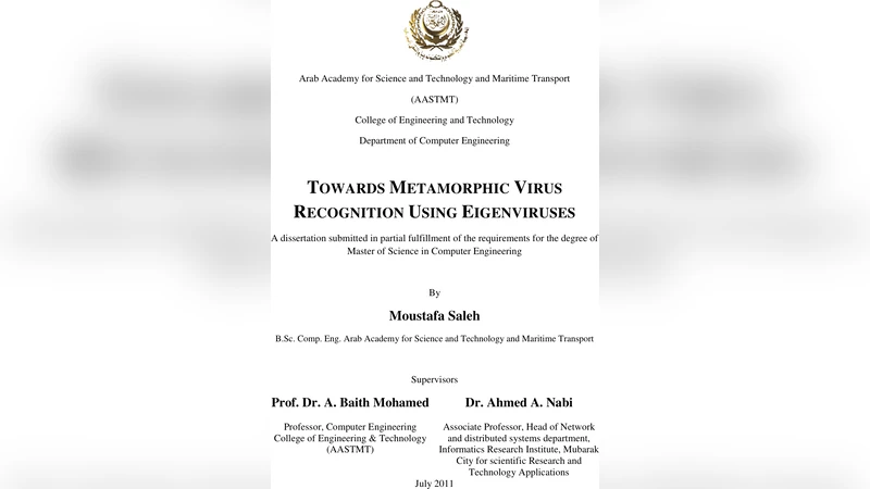 Towards Metamorphic Virus Recognition Using Eigenviruses
