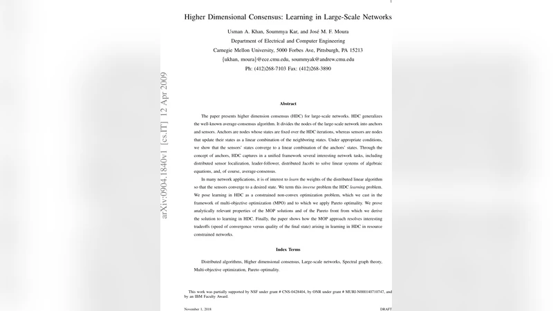 Higher Dimensional Consensus: Learning in Large-Scale Networks
