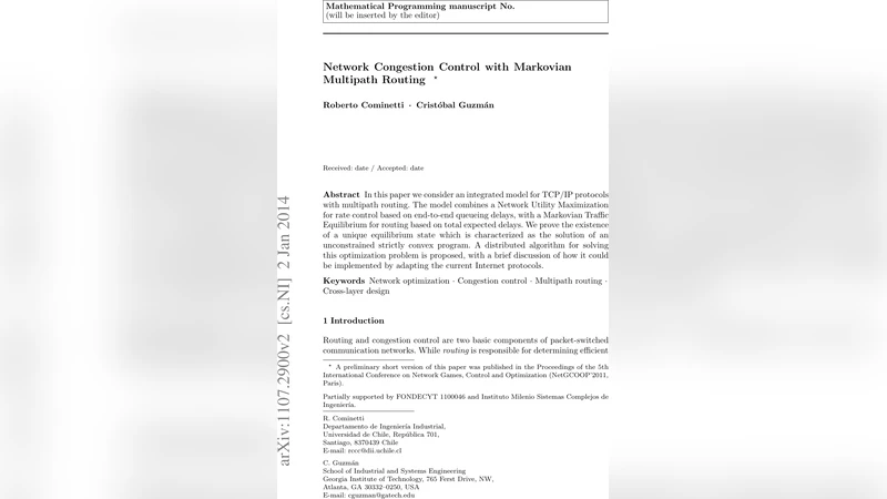 Network Congestion Control with Markovian Multipath Routing