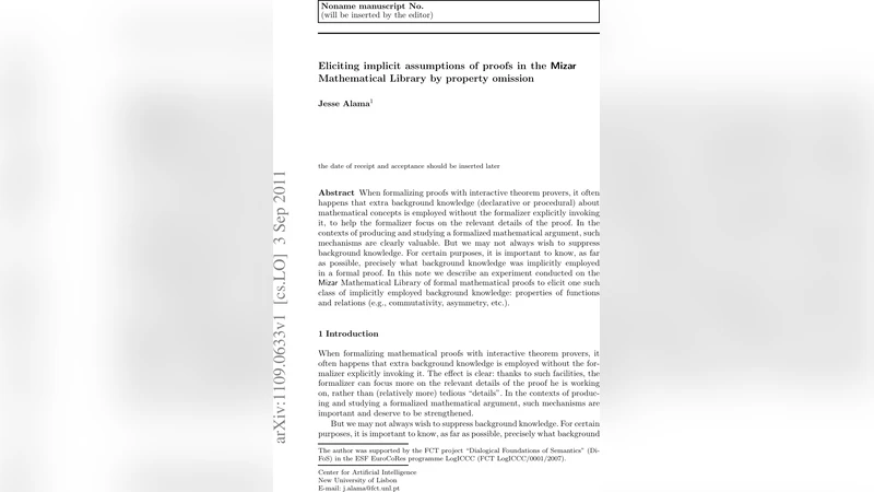 Eliciting implicit assumptions of proofs in the MIZAR Mathematical   Library by property omission