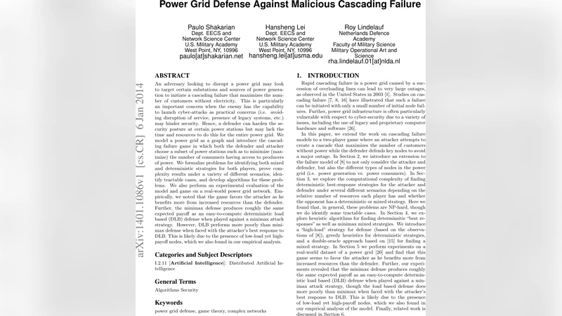 Power Grid Defense Against Malicious Cascading Failure