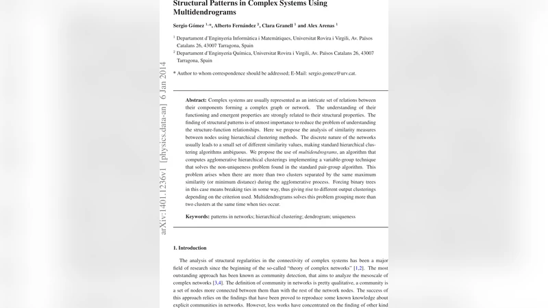 Structural patterns in complex systems using multidendrograms