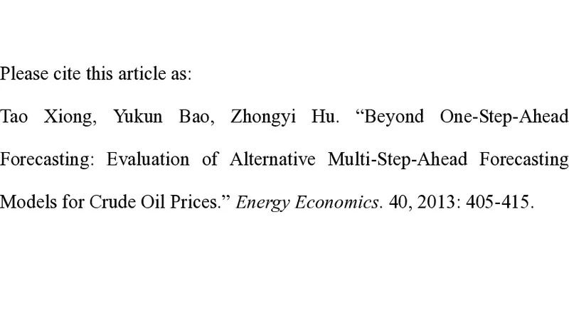 Beyond One-Step-Ahead Forecasting: Evaluation of Alternative   Multi-Step-Ahead Forecasting Models for Crude Oil Prices