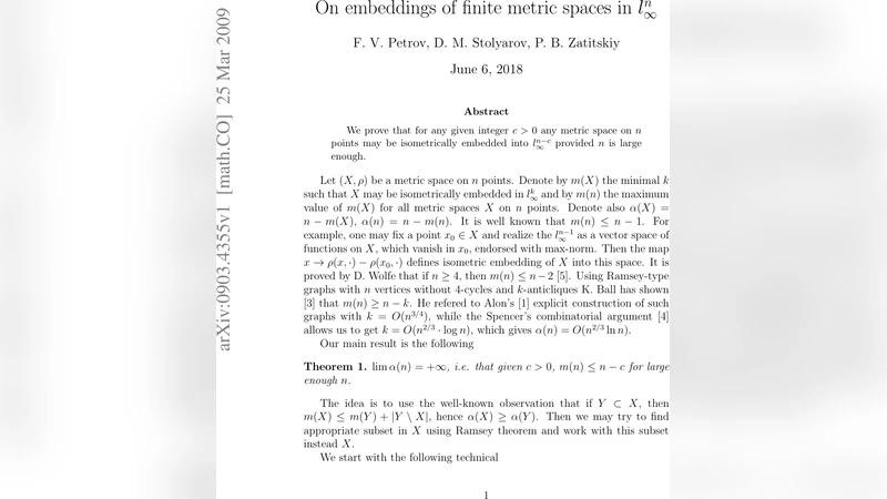 On embeddings of finite metric spaces in $l_infty^n$