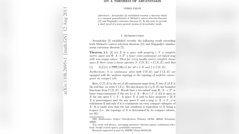 On a theorem of Arvanitakis