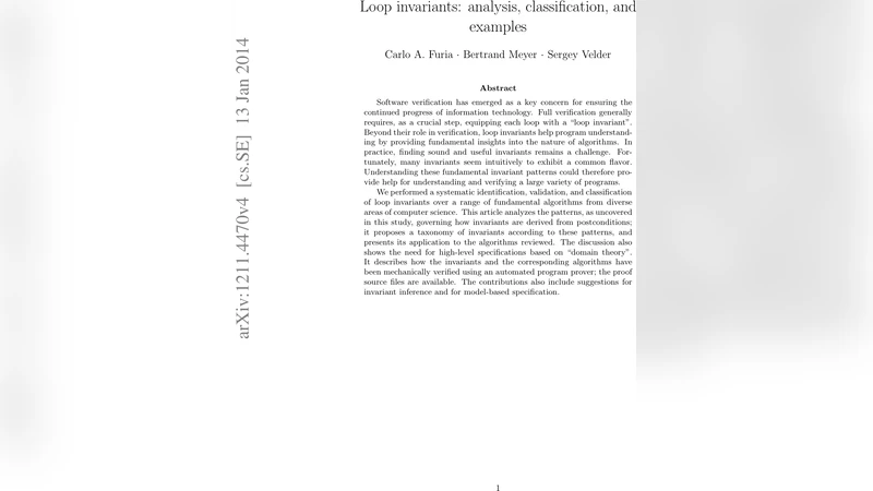 Loop invariants: analysis, classification, and examples