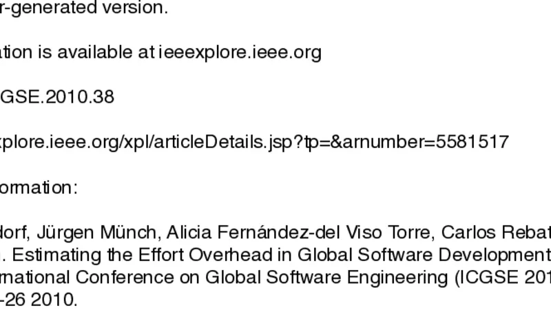 Estimating the Effort Overhead in Global Software Development