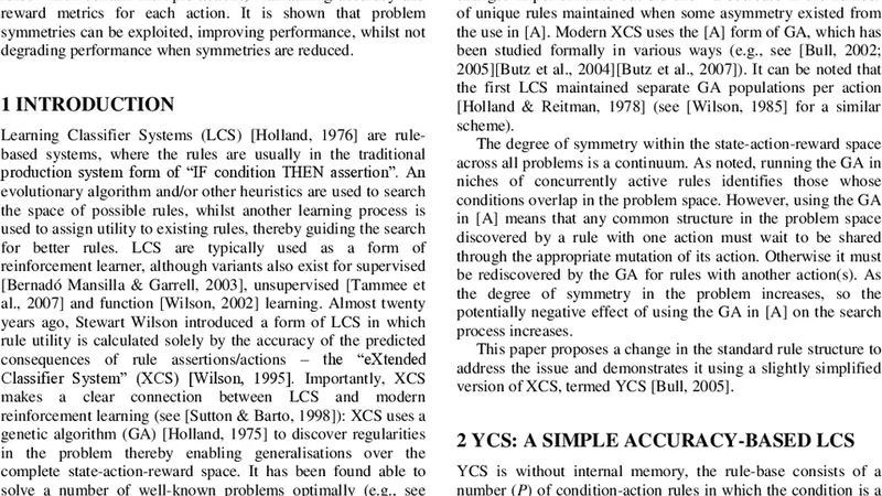 Exploiting generalisation symmetries in accuracy-based learning   classifier systems: An initial study