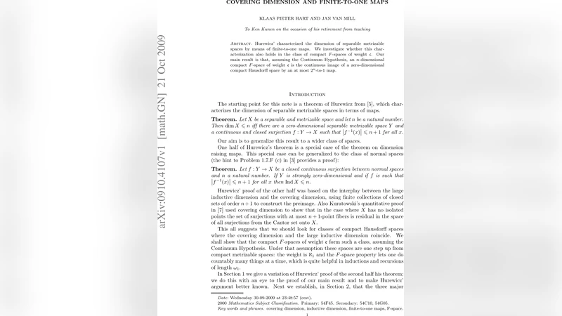 Covering dimension and finite-to-one maps