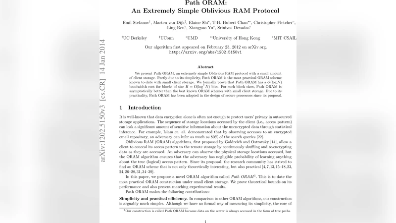 Path ORAM: An Extremely Simple Oblivious RAM Protocol
