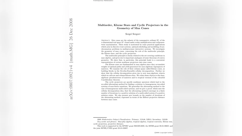 Multiorder, Kleene stars and cyclic projectors in the geometry of max   cones