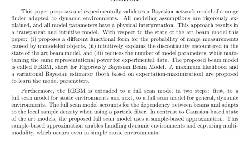 A Rigorously Bayesian Beam Model and an Adaptive Full Scan Model for   Range Finders in Dynamic Environments