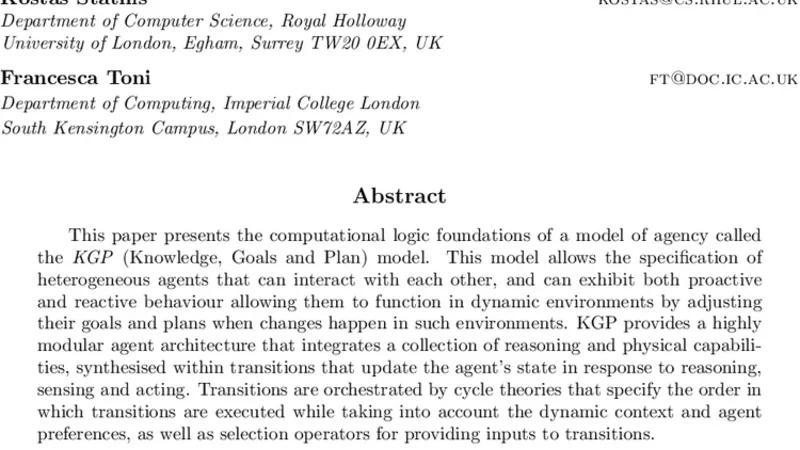Computational Logic Foundations of KGP Agents