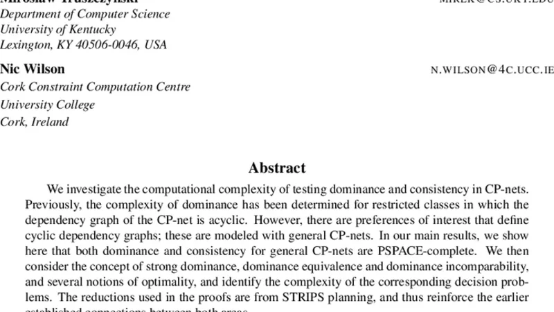 The Computational Complexity of Dominance and Consistency in CP-Nets