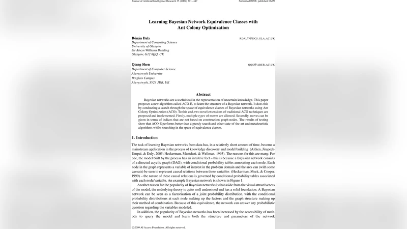 Learning Bayesian Network Equivalence Classes with Ant Colony   Optimization