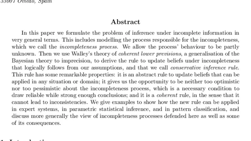 Conservative Inference Rule for Uncertain Reasoning under Incompleteness