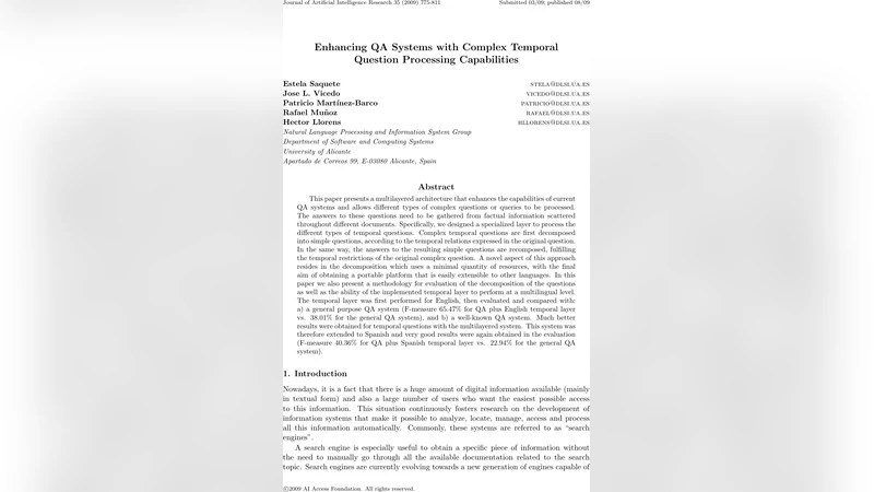 Enhancing QA Systems with Complex Temporal Question Processing   Capabilities