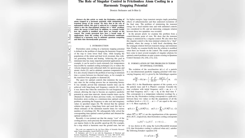 The Role of Singular Control in Frictionless Atom Cooling in a Harmonic   Trapping Potential
