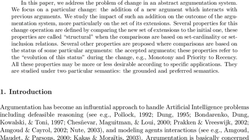Change in Abstract Argumentation Frameworks: Adding an Argument