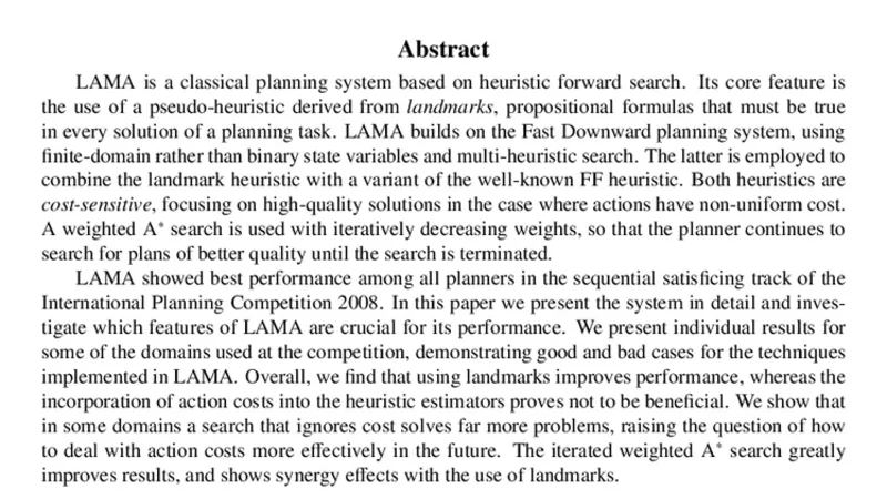 The LAMA Planner: Guiding Cost-Based Anytime Planning with Landmarks