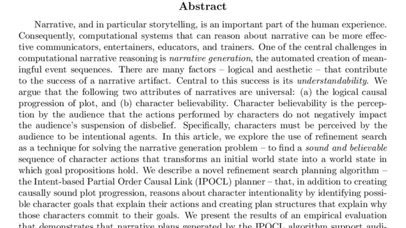 Narrative Planning: Balancing Plot and Character