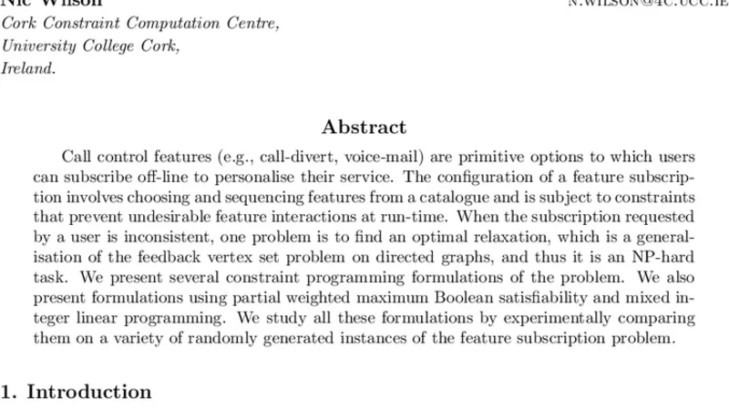 Developing Approaches for Solving a Telecommunications Feature   Subscription Problem