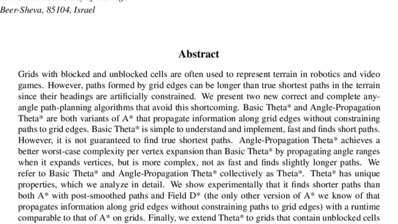 Theta*: Any-Angle Path Planning on Grids