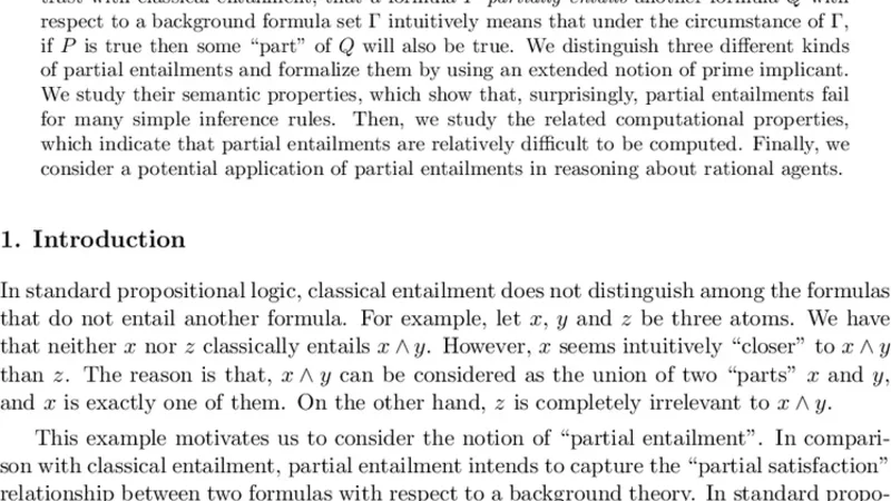 A Logical Study of Partial Entailment