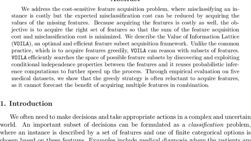 Value of Information Lattice: Exploiting Probabilistic Independence for   Effective Feature Subset Acquisition