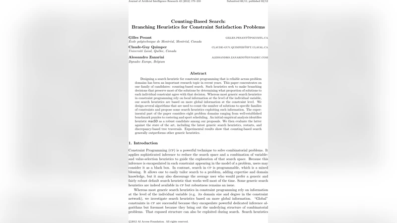 Counting-Based Search: Branching Heuristics for Constraint Satisfaction   Problems