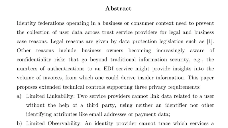A Model for Privacy-enhanced Federated Identity Management