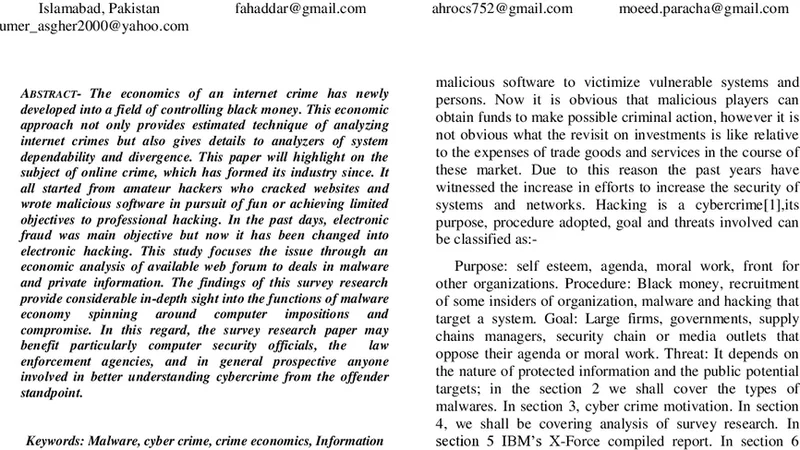 Analysis of Increasing Malwares and Cyber Crimes Using Economic Approach