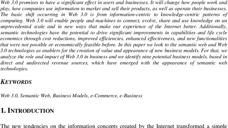 e-commerce business models in the context of web3.0 paradigm