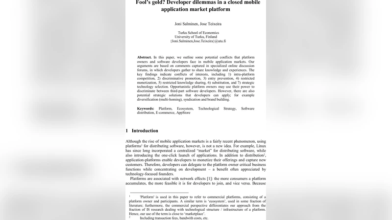 Fools gold? Developer dilemmas in a closed mobile application market   platform