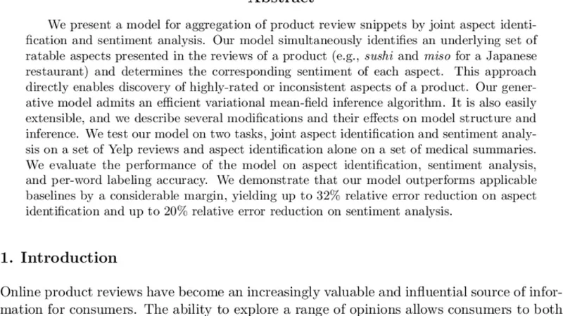 Automatic Aggregation by Joint Modeling of Aspects and Values
