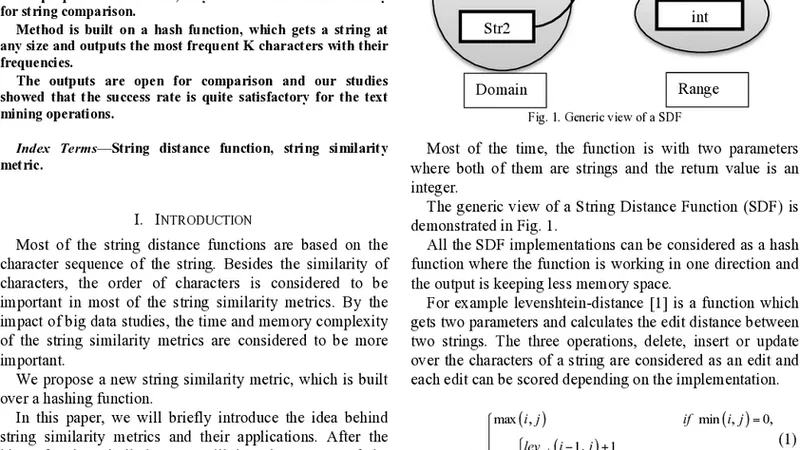 A Novel String Distance Function based on Most Frequent K Characters